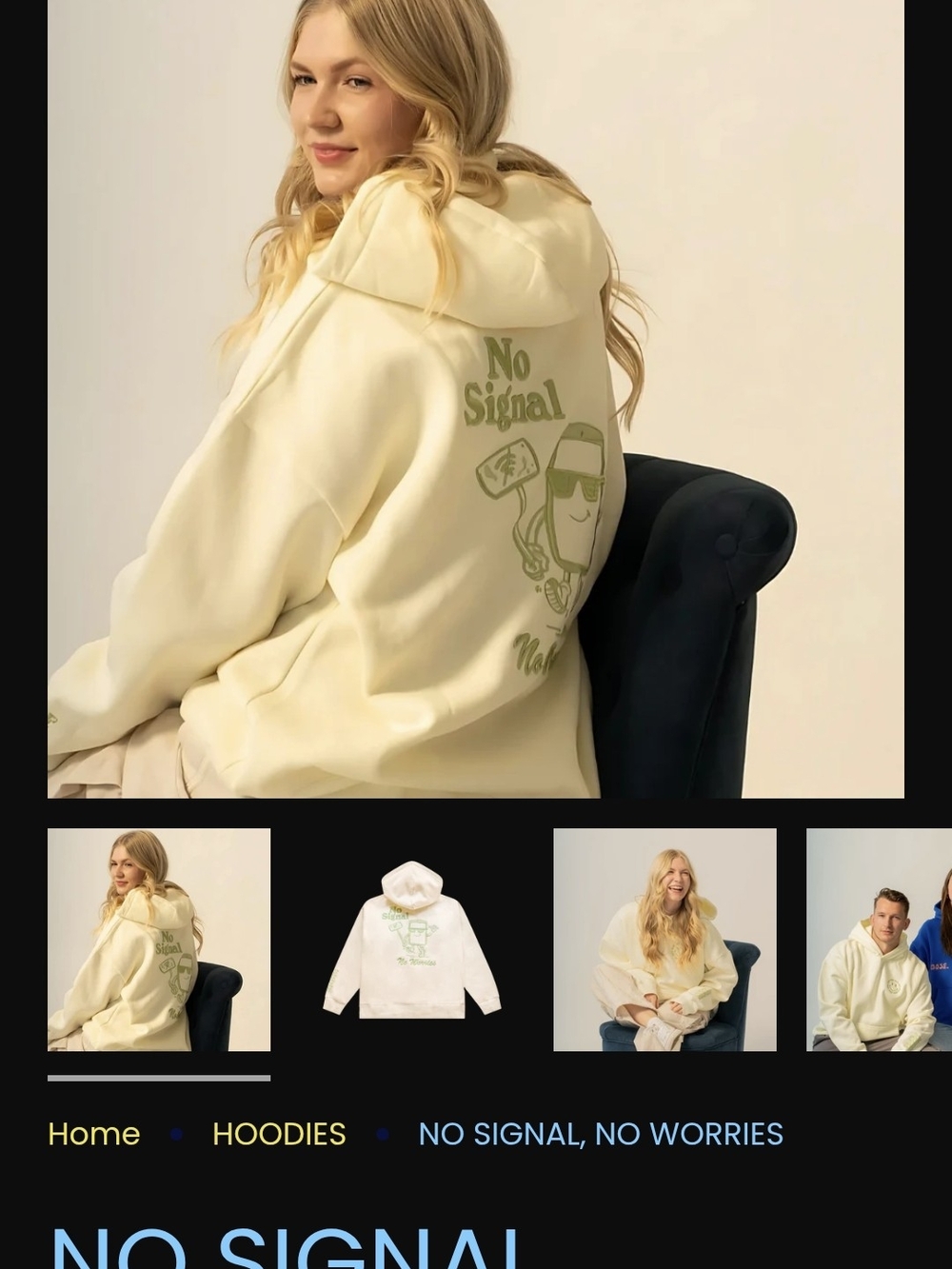 Dose Cream Graphic Hoodie - "No Signal, No Worries"